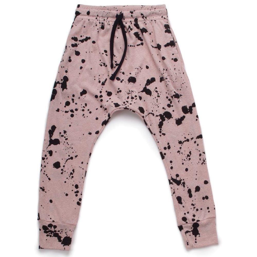 Nununu Splash Harem Baggy Joggers Pants Pink Black size 18-24 months
